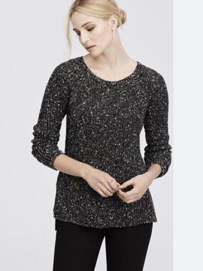 Ann Taylor Loft Marled Black Sweater